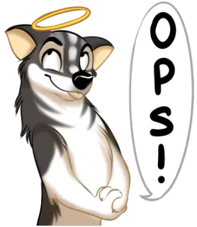 😁 OPS! ops, cachorro, fofo, desenho animado, auréola, expressão, engraçado telegram sticker
