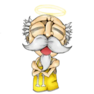 😇 character, sticker, halo, cartoon, white hair telegram sticker