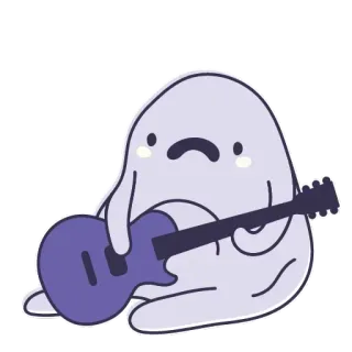 😙 Блоб, Гитара, Милый, Мультфильм, Музыка, Грустный, Каваий telegram sticker
