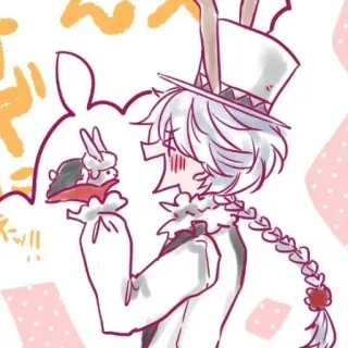 😊 っっ!! rabbit, cute, bunny, illustration, white hair, cartoon telegram sticker