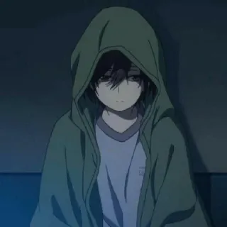 💔 Anime, Sweat à capuche, Garçon, Adolescent, Triste, Intérieur telegram sticker