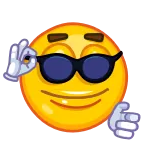 😎 Emoji, Lunettes, Signe OK, Geste de la main, Cool, Jeu du cercle whatsapp sticker