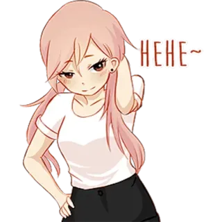 😅 HEHE~ anime girl, hehe, cartoon, woman, cute, blush telegram sticker