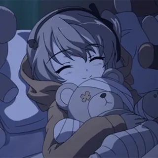 💤 Anime, Fille, Blessée, Ours en peluche, Bandages whatsapp sticker