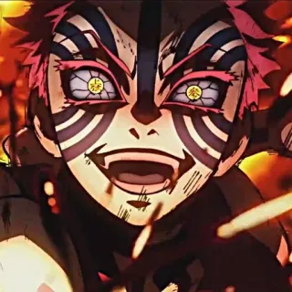 ✊ Akaza Demon Slayer อนิเมะ, ปีศาจ, ดาบพิฆาตอสูร, อาคาสะ, ข้างขึ้น, ต่อสู้, เลือด telegram sticker