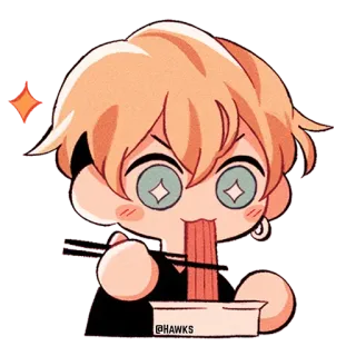 ✨ @HAWKS Anime, Makaron, Jedzenie, Chibi, Słodkie, Kreskówka, Fanart telegram sticker
