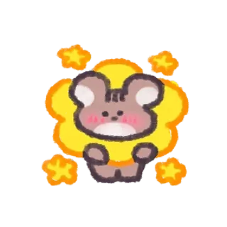 🥐 cute, cartoon, animal, bear, kawaii, sticker, stars, yellow telegram sticker