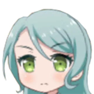😕 アニメ, キャラクター, 緑髪, 女の子, ポートレート whatsapp sticker