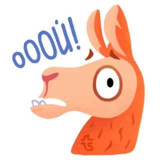 😬 ooou! llama, hewan, lucu, kartun telegram sticker