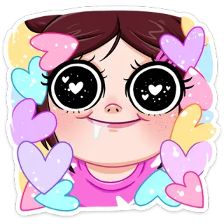🤩 cartoon, cute, hearts, kawaii, girl, sticker telegram sticker