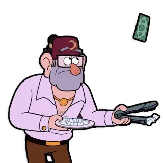 💰 Stan Pines Gravity Falls Stan Pines, Gravity Falls, money, character, animation, cartoon telegram sticker