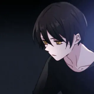 ✨ anime, boy, illustration, sad, black hair telegram sticker