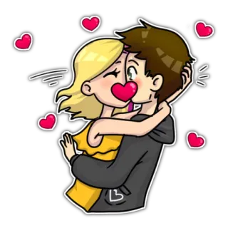 💏 любовь, пара, поцелуй, сердце, романтика, мультфильм, объятие telegram sticker