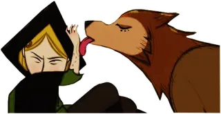 👩‍⚕️ หมา, เลีย, เท้า, แฟนตาซี, คนใส่ฮู้ด telegram sticker