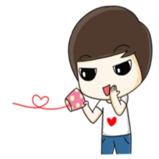 😍 Dessin animé, Amour, Coeur, Mignon, Personnage, Illustration, Kawaii telegram sticker