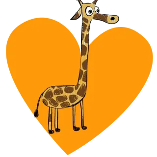 💛 jirafa, animal, corazón, lindo, dibujos animados, ilustración whatsapp sticker