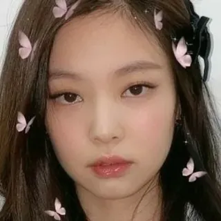 🌼 Jennie Kim Дженни, Ким, K-pop, певица, бабочка, милая, женщина, портрет whatsapp sticker