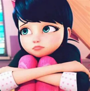 🙁 Marinette Dupain-Cheng Miraculous: Tales of Ladybug & Cat Noir dibujos animados, chica, triste, Marinette, Miraculous Ladybug telegram sticker