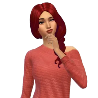 🤔 sims, woman, red hair, sweater, character, video game telegram sticker