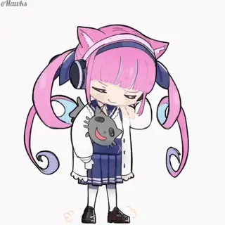 🎧 anime girl, cat ears, headphones, cute, kawaii, manga whatsapp sticker