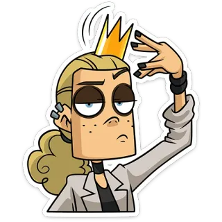 ⭐ 卡通, 金发, 皇冠, 态度, 角色, 插画, 贴纸 telegram sticker
