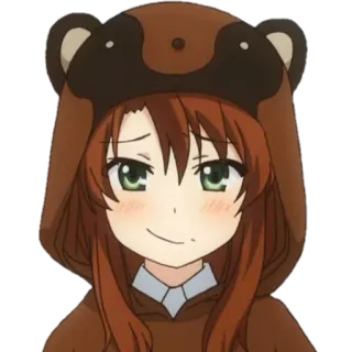 😏 Аниме, Девочка, Медведь, Толстовка, Милый, Каваий, Манга telegram sticker