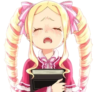 😭 Beatrice Re:Zero anime, personaje, chica, llorando, rubia, triste telegram sticker