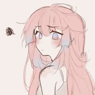 💭 ragazza anime, capelli rosa, illustrazione, triste, emotivo telegram sticker