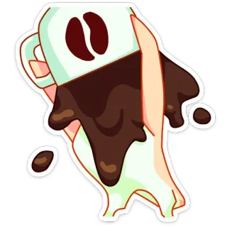 ☕️ café, café derramado, bebida, líquido, desenho animado, bebida telegram sticker