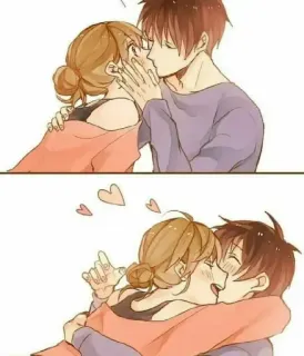 ❤️ anime, couple, kiss, romance, love telegram sticker