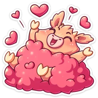 😍 귀여운, 소, 하트, 동물, 만화, 사랑 telegram sticker