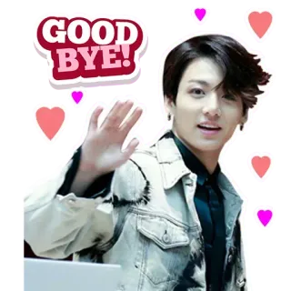 👋 GOOD BYE! прощание, до свидания, привет, сердечки, машет рукой whatsapp sticker