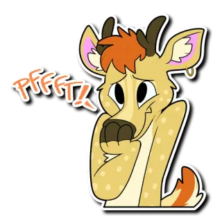 😂 PFFFT! cerf, animal, dessin animé, autocollant, mignon, rire, drôle telegram sticker