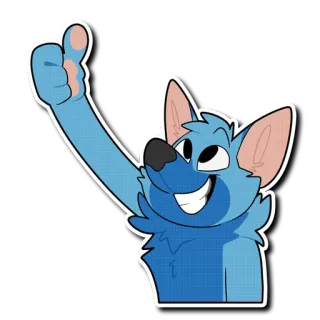 👍 Furry, Jempol ke atas, Anjing, Kartun, Positif, Persetujuan telegram sticker