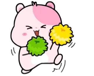 💃 lucu, hamster, kawaii, bersorak, kartun, binatang telegram sticker