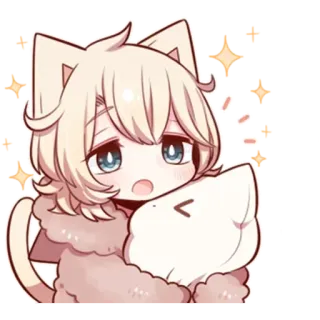 🌟 Anime, Catgirl, Imut, Kawaii, Kartun, Gadis anime, Telinga kucing telegram sticker