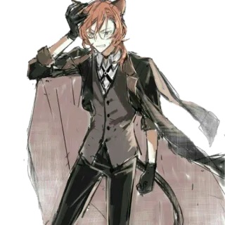 😏 Chuuya Nakahara Bungo Stray Dogs Anime, Manga, Chuuya Nakahara, Bungo Stray Dogs, Personnage telegram sticker