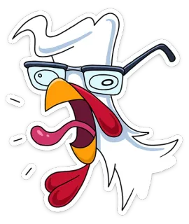 😱 chicken, cartoon, angry, crazy, glasses telegram sticker