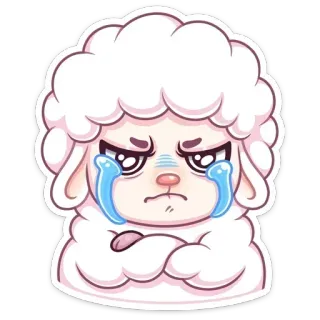 😭 domba, sedih, menangis, kartun, stiker, hewan whatsapp sticker