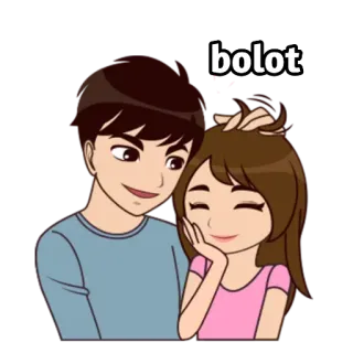 🙆 bolot casal, desenho animado, amor, carinho, romance telegram sticker
