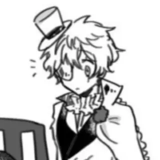 😧 anime, manga, character, top hat, portrait telegram sticker