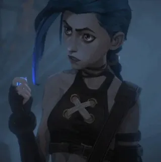 🌀 Jinx Arcane Dibujos animados, Anime, Pelo azul, Chica, League of Legends telegram sticker