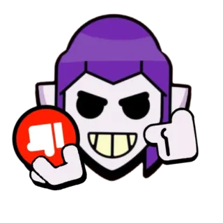 👎 thumbs down, dislike, cartoon, purple hair, emoji whatsapp sticker