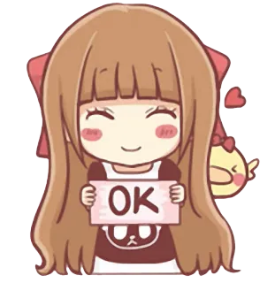 👍 OK ok, süß, Cartoon, Mädchen, zustimmen, Einverständnis telegram sticker