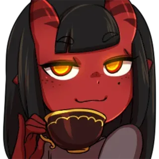 😌 Dämon, Tee, Teufel, süß, Hörner, animiert, rot telegram sticker