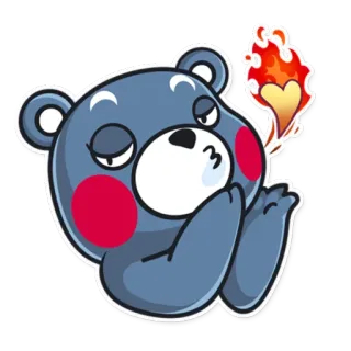 😘 urso, desenho animado, fofo, fogo, beijo telegram sticker
