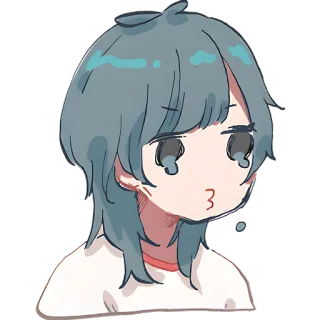 🥺 动漫, 卡通, Q版, 可爱, 女孩, 蓝发, 肖像 whatsapp sticker