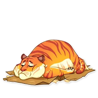😔 tigre, paresseux, endormi, animal, dessin animé, mammifère, repos, détente telegram sticker