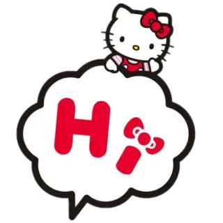 👋 Hello Kitty Hi hello kitty, мультфильм, милый, каваий, наклейка telegram sticker