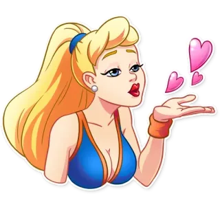 🥰 мультфильм, женщина, сердечки, поцелуй, любовь, блондинка telegram sticker